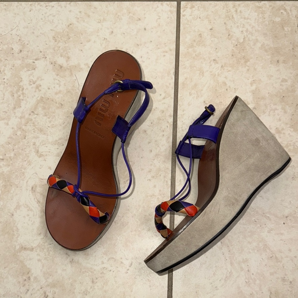 Miu Miu suede leather wedges